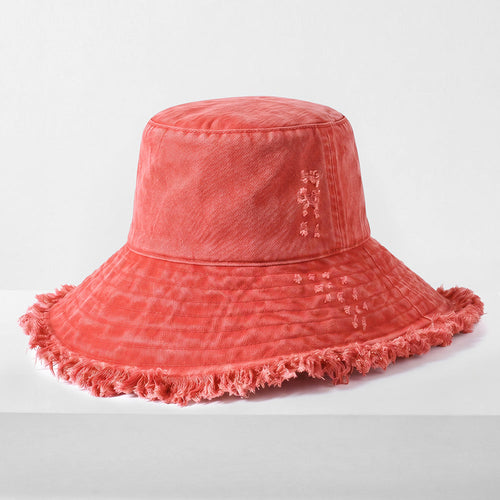 Frayed Cotton Bucket Hat for Summer – Stylish Casual Cotton Sun Hat