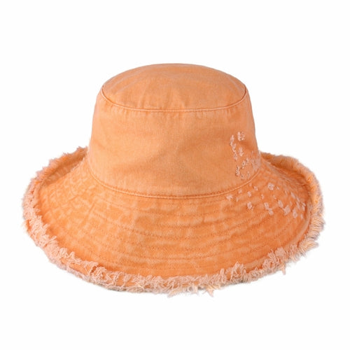 Frayed Cotton Bucket Hat for Summer – Stylish Casual Cotton Sun Hat
