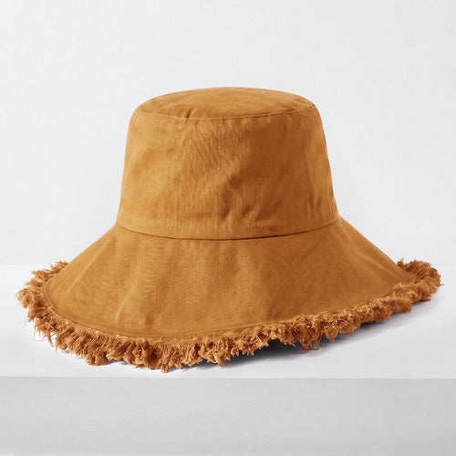Frayed Cotton Bucket Hat for Summer – Stylish Casual Cotton Sun Hat