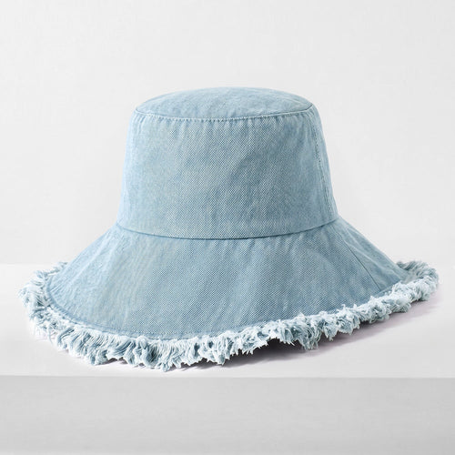 Frayed Cotton Bucket Hat for Summer – Stylish Casual Cotton Sun Hat