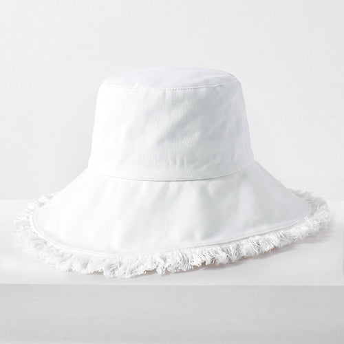 Frayed Cotton Bucket Hat for Summer – Stylish Casual Cotton Sun Hat