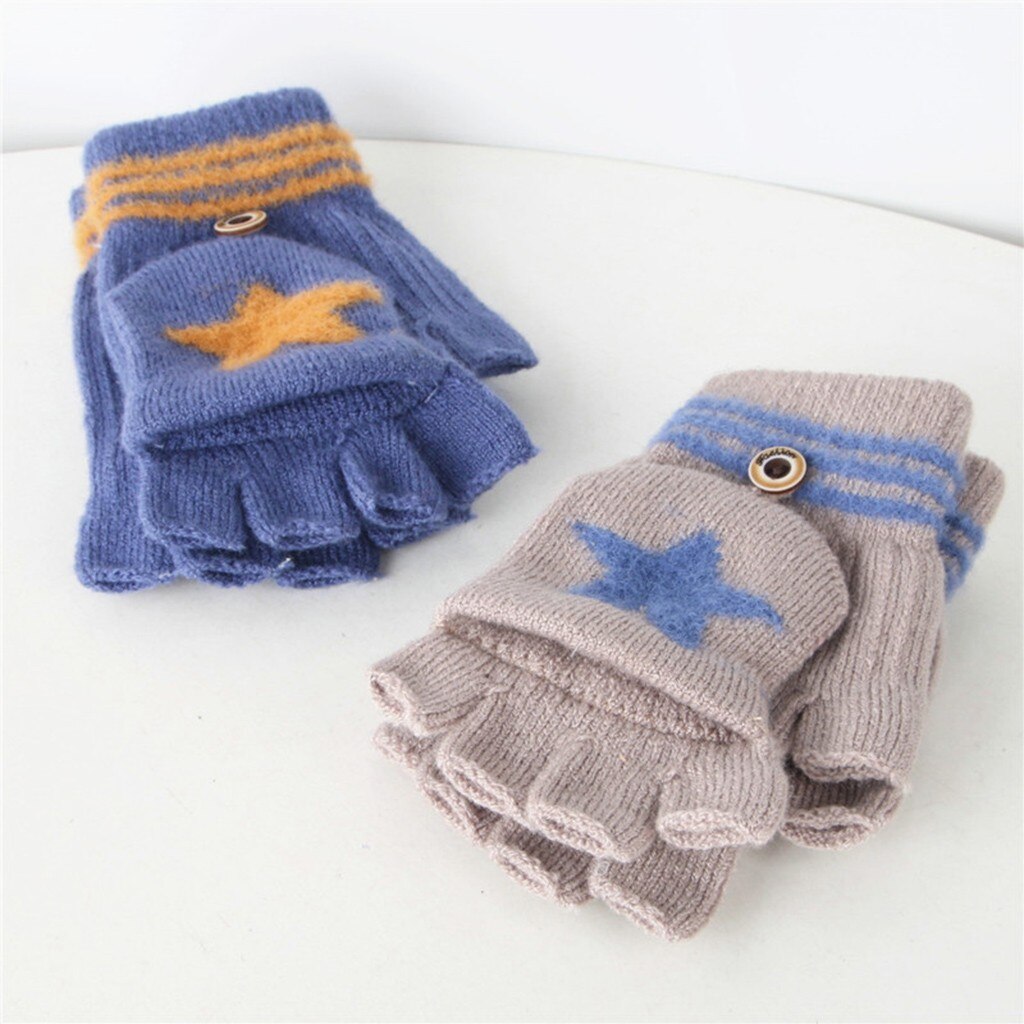 Baby Warm Knitted Fingerless Gloves Convertible