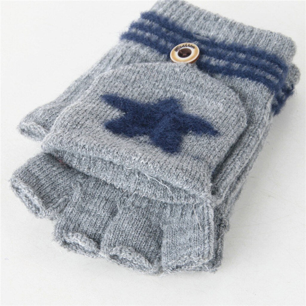 Baby Warm Knitted Fingerless Gloves Convertible