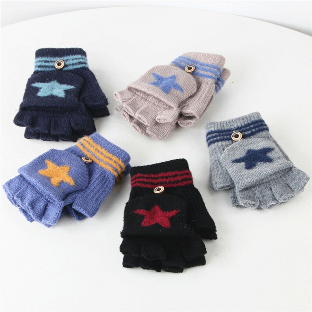 Baby Warm Knitted Fingerless Gloves Convertible