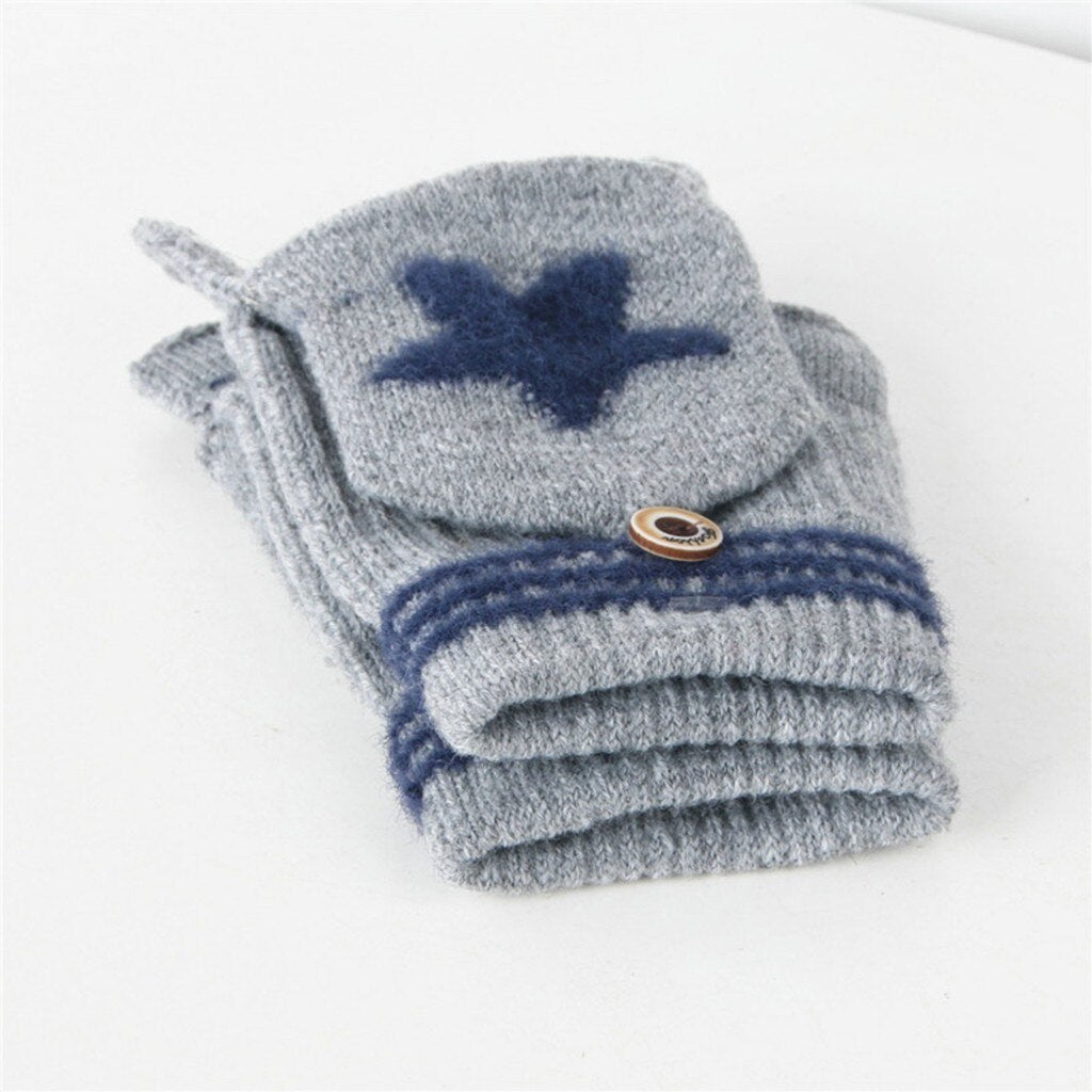 Baby Warm Knitted Fingerless Gloves Convertible