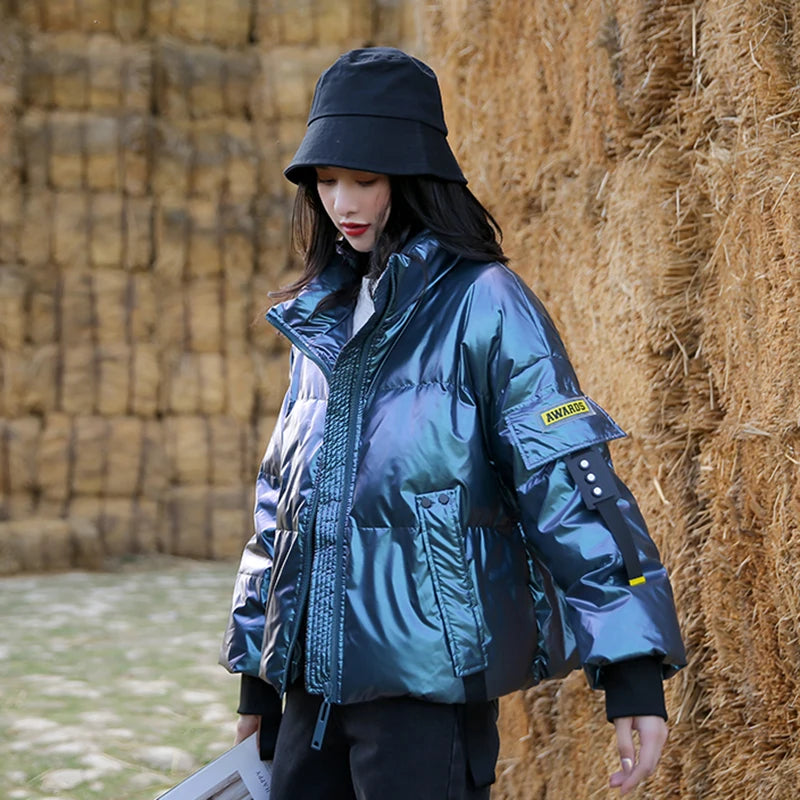 Winter Coat Women 2026 Loose Casual Black Blue Short Parka Mujer Down Cotton Solid Plus Size Overcoat Ladies Warm Jacket Female