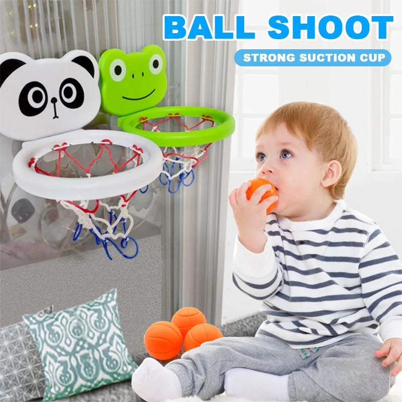 Toddler Animal Themed Indoor Basketball Frame Kids Bath Toys Set With 3 Plastic Balls Baby Parent Children Interactive Fun Game