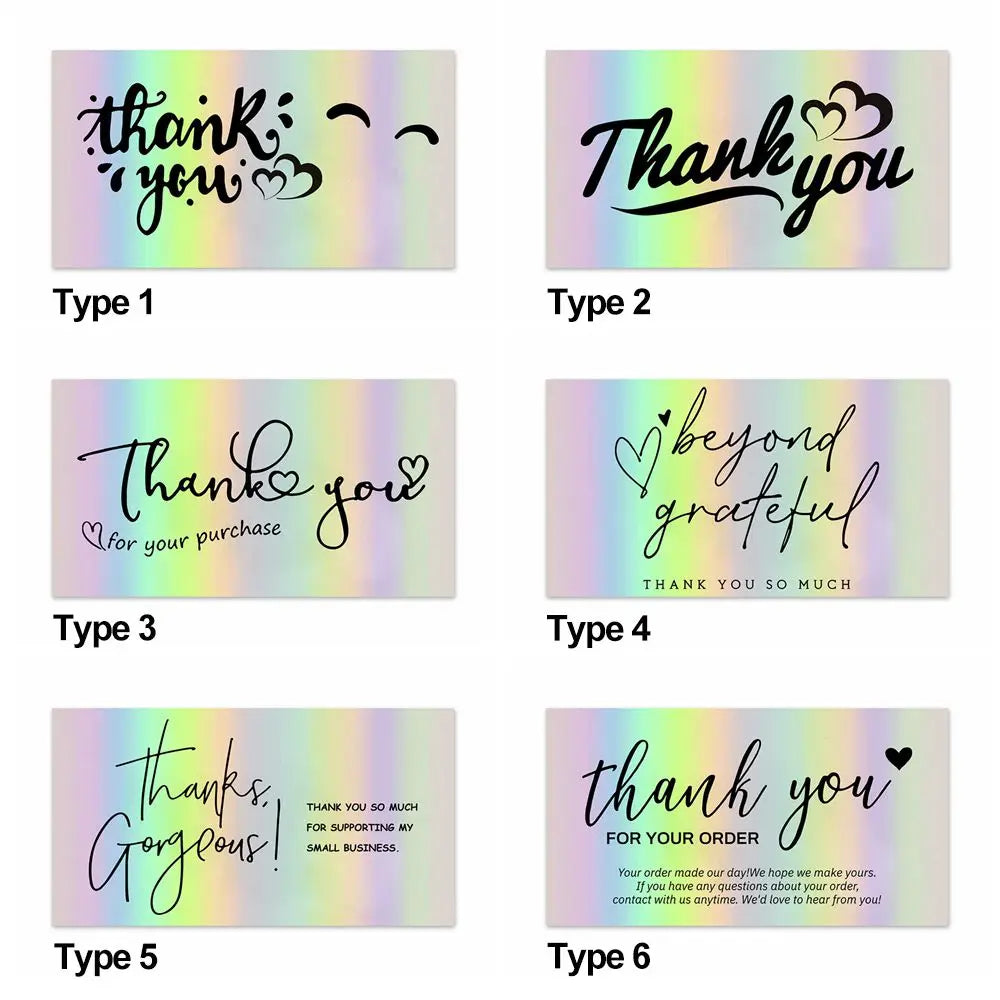 50PCS 5*9cm Greeting Postcard Online Retail Thanks Gorgeous Beyond Grateful Labels Thank You For Your Order Appreciate Cards