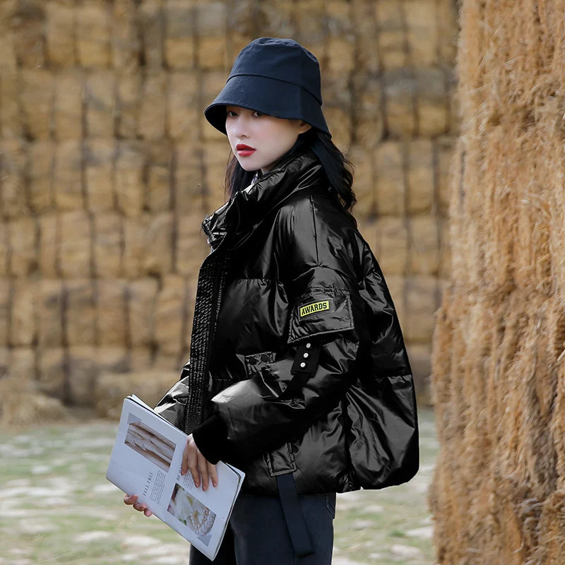 Winter Coat Women 2026 Loose Casual Black Blue Short Parka Mujer Down Cotton Solid Plus Size Overcoat Ladies Warm Jacket Female