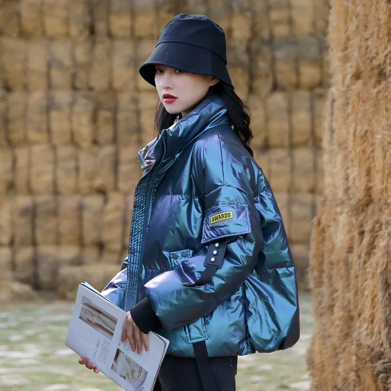 Winter Coat Women 2026 Loose Casual Black Blue Short Parka Mujer Down Cotton Solid Plus Size Overcoat Ladies Warm Jacket Female