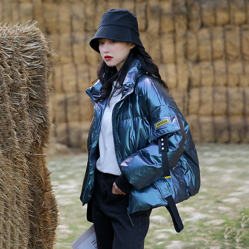 Winter Coat Women 2026 Loose Casual Black Blue Short Parka Mujer Down Cotton Solid Plus Size Overcoat Ladies Warm Jacket Female