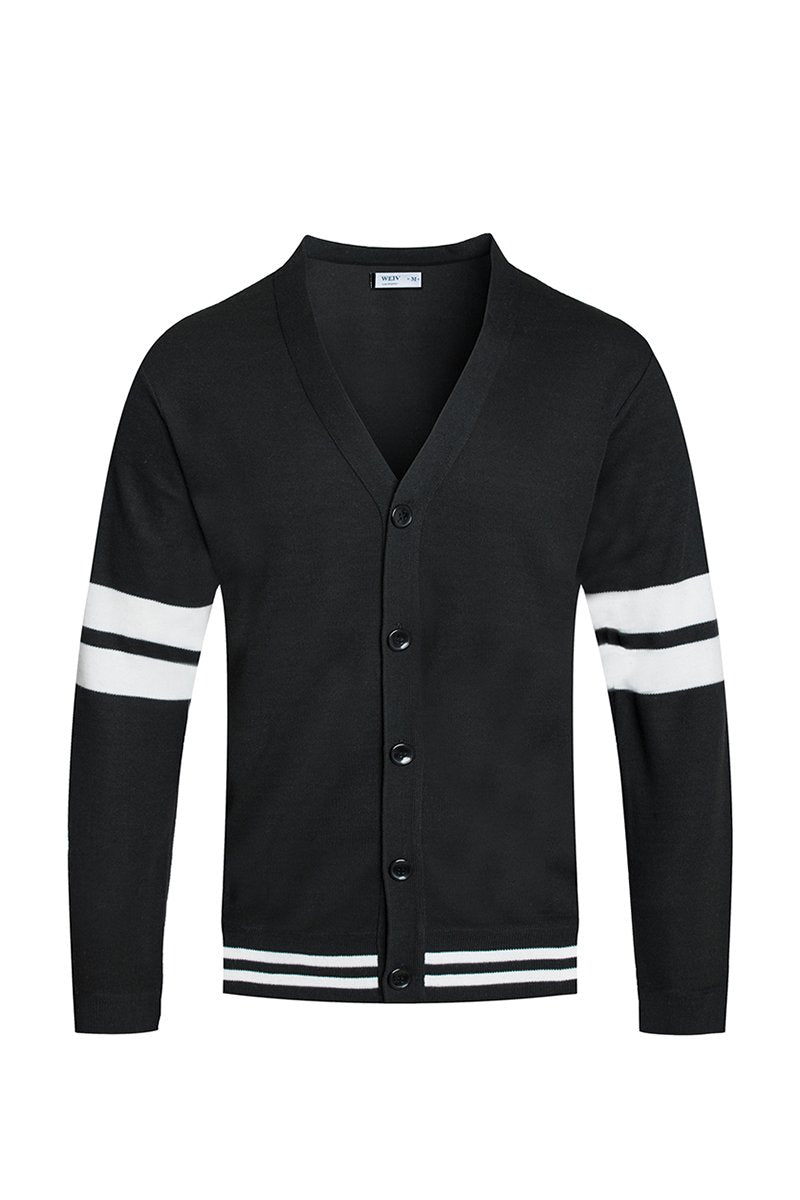 Two Stripe Knit Cardigan Sweater Button NR2002