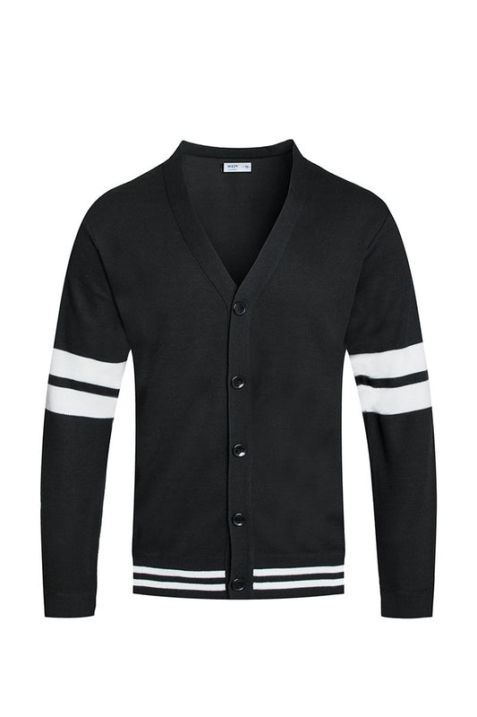Two Stripe Knit Cardigan Sweater Button NR2002