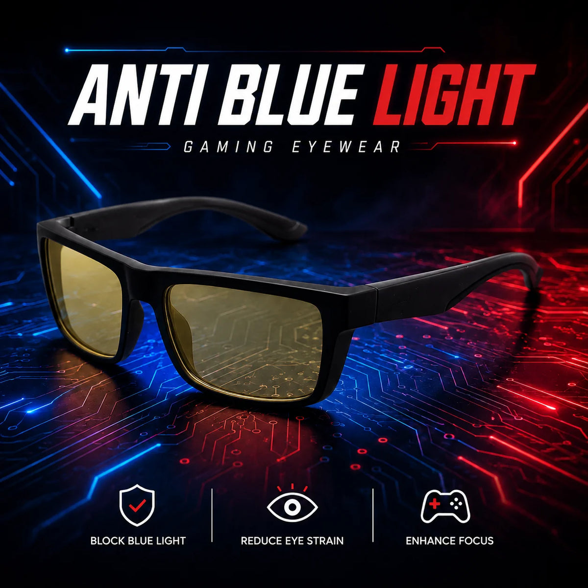 Blue Light Blocking Glasses Men Women Anti Fatigue Gaming Glasses Yellow Lens Computer Screen Eyewear for Office Reading
