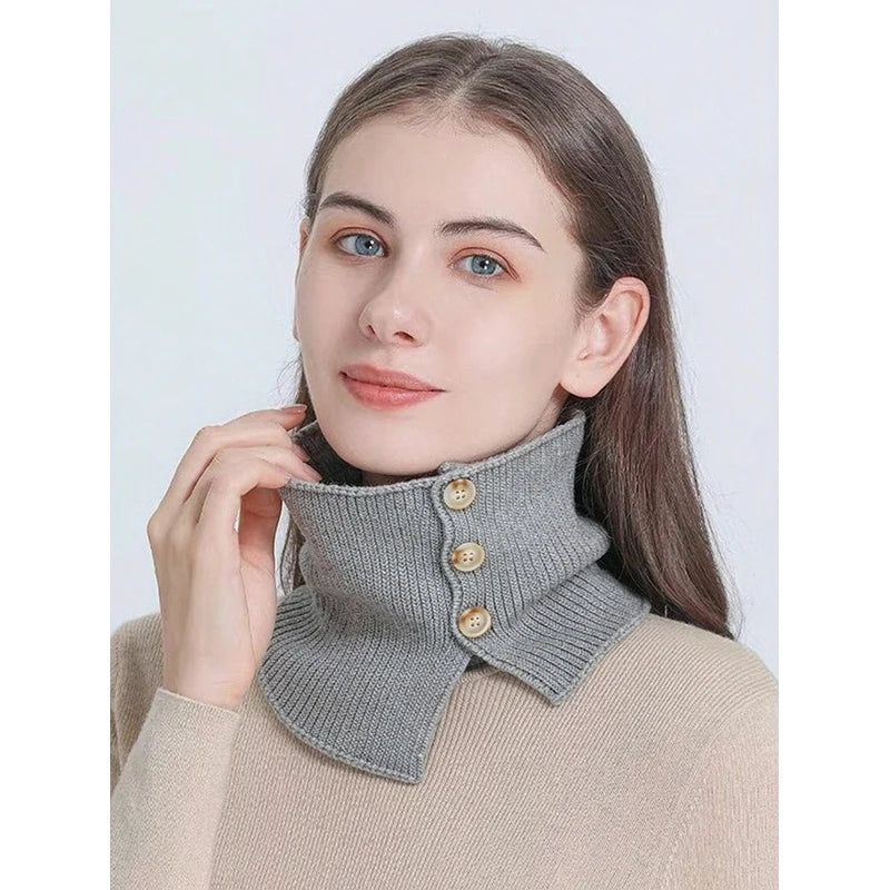 Knitted Neck Warmer Sport Scarf Women Men Button Fake Face Cover Winter Skating Ski Mask Warm Scarves Thick Cold-proof Collar