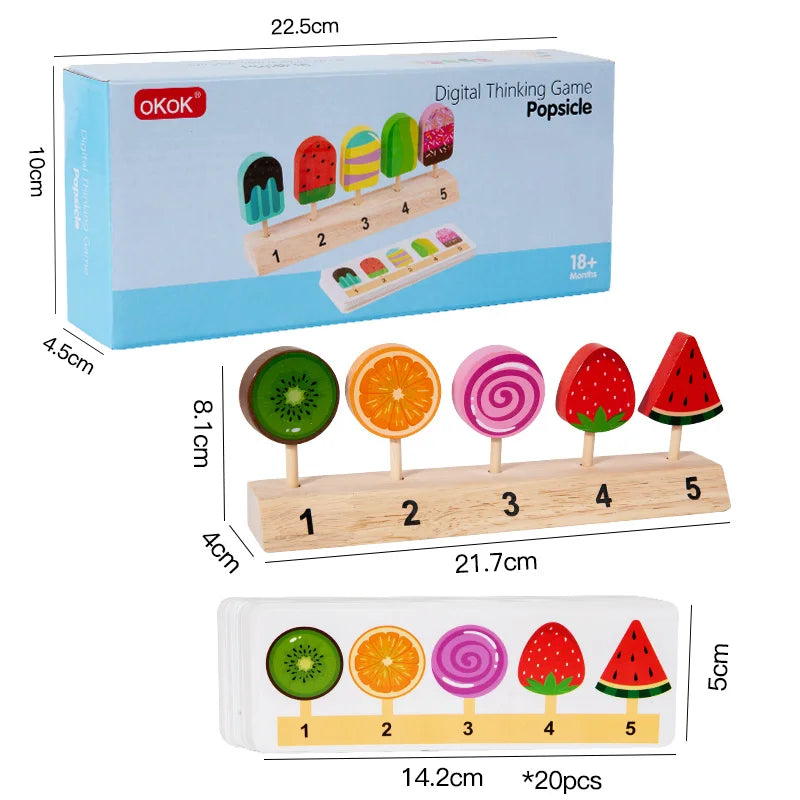 Wooden Ice Cream Toys Pretend Play Food Ice Lolly Kitchen Playset Shop Games Montessori Role Play Educational Toys for Kids 3+