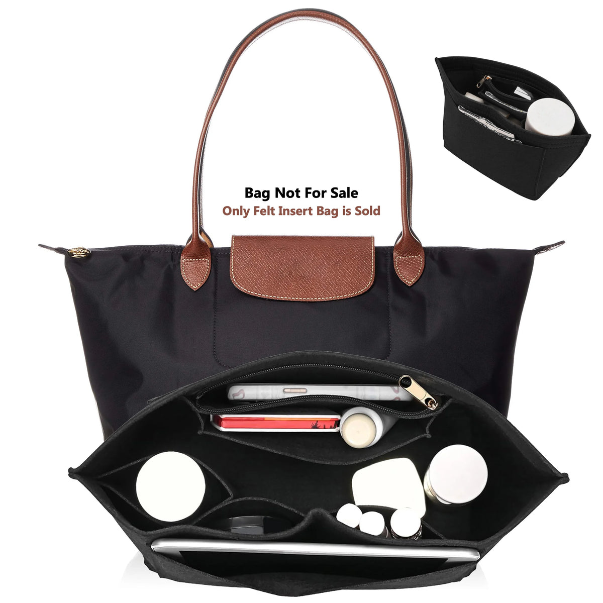 Felt Insert Bag Fits For Longchamp Handbag Liner Bag Felt Cloth Makeup