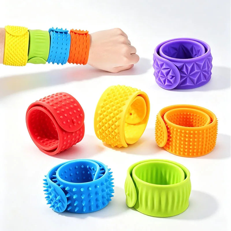 6PCS Sensory Fidget Toys for Kids Textured Silicone Slap Bracelets Quiet Calming Anxiety Autism ADHD Stress Relief Gifts