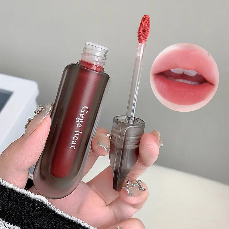 Gege bear Twilight Velvet Mist Lip Clay Matte Pure Color, Autumn and Winter Lip Glaze Rich and feminine,Apply makeup naturally