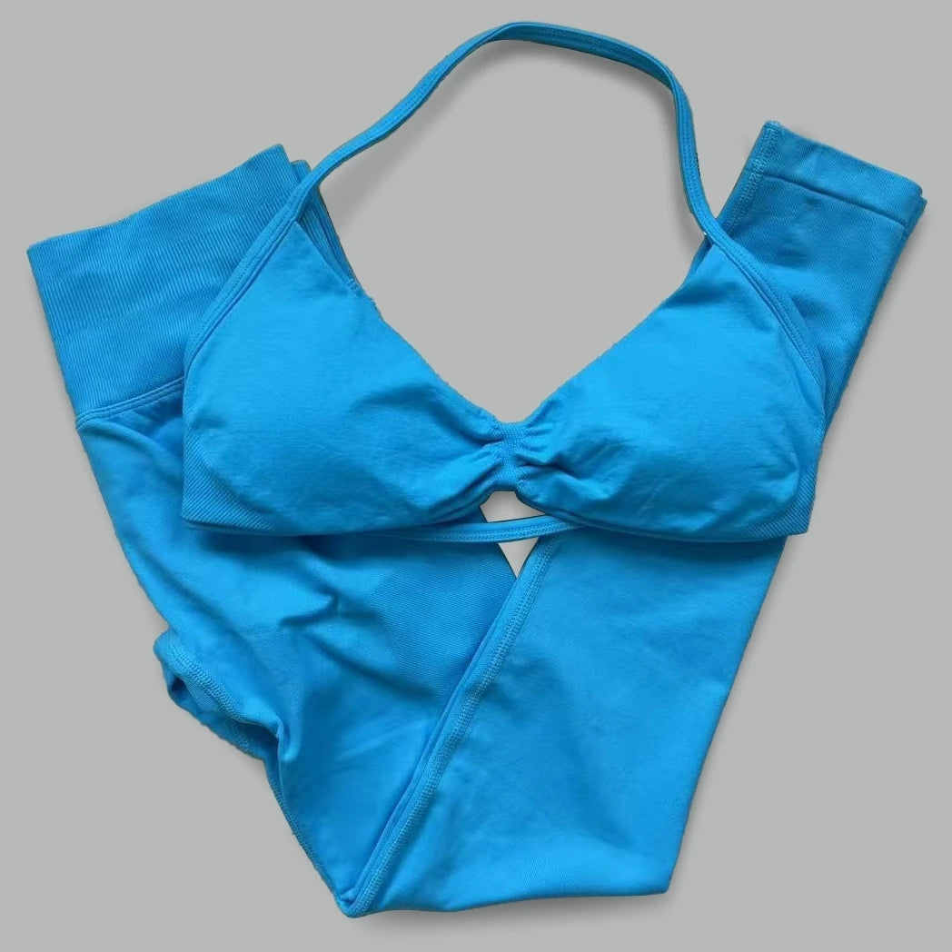 Seamless Halter Neck Yoga Set, 2 Piece