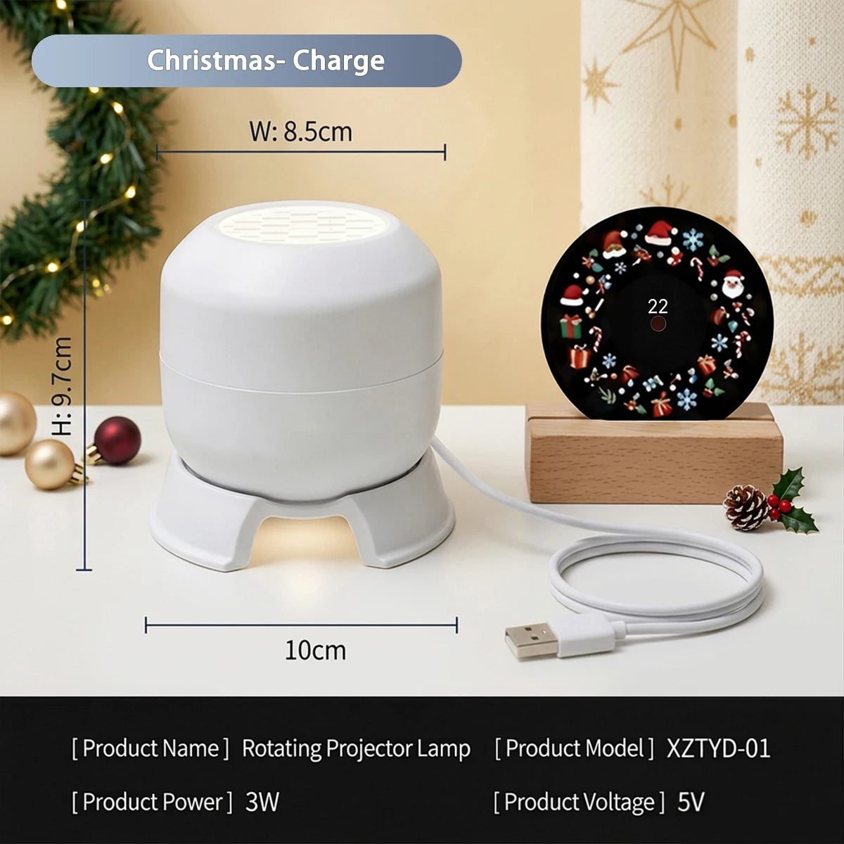 Christmas Projector Light 22 Patterns Rotating LED Projection Lamp Santa Claus Snowflake Elk Xmas Decor Night Light Rechargeable