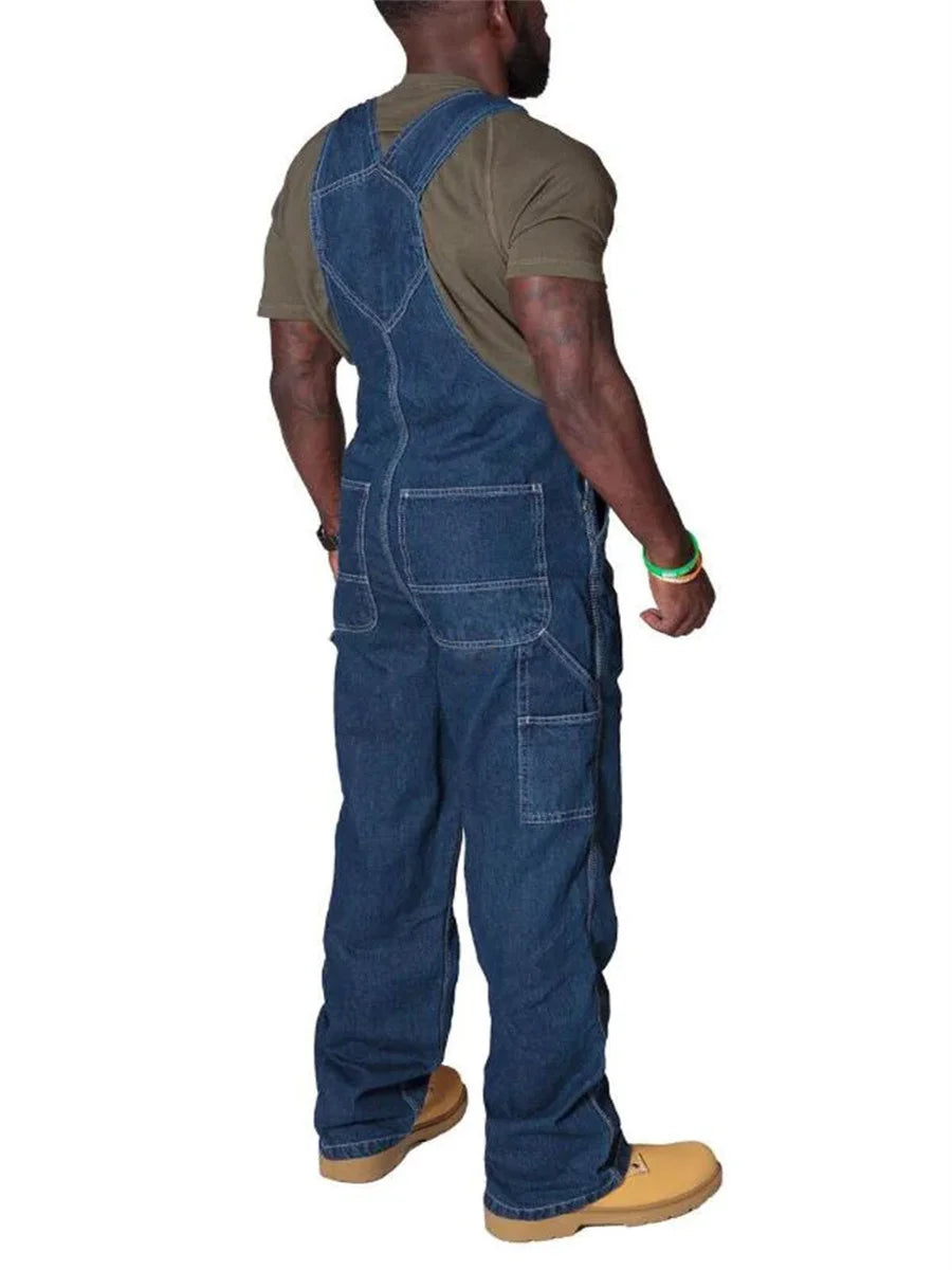 Mens Jeans Cargo Trousers Overalls for Men Fashion Denim Jumpsuit Oversized Bib Pants Men's Clothing Straight Streetwear
