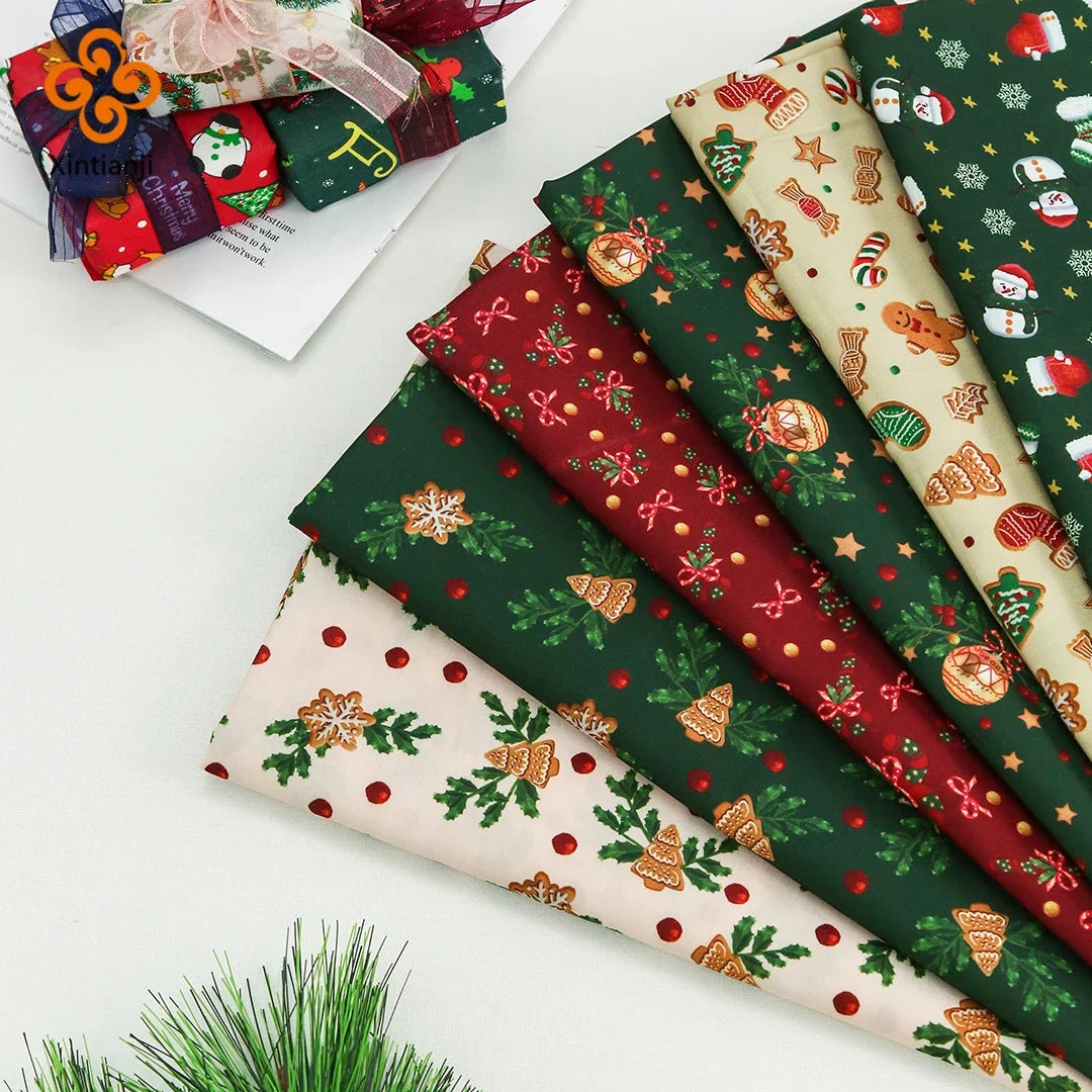 0.5/1/3/5m Christmas Fabric Cardinal Joyful Tradition Holiday Decor Bird, Snowflake, Holly Leaf Pattern DIY Crafts, Pet Clothing