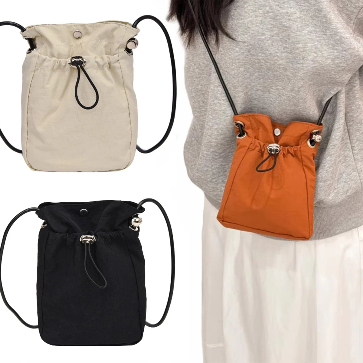 Nylon Crossbody Bag Soft Mini Phone Wallet Multifunctional Square