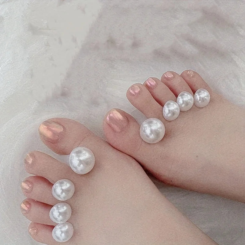8pcs Pearl & Diamond Shape Toe Separators, Silicone Finger Spacers for Pedicure Manicure Nail Care Tools