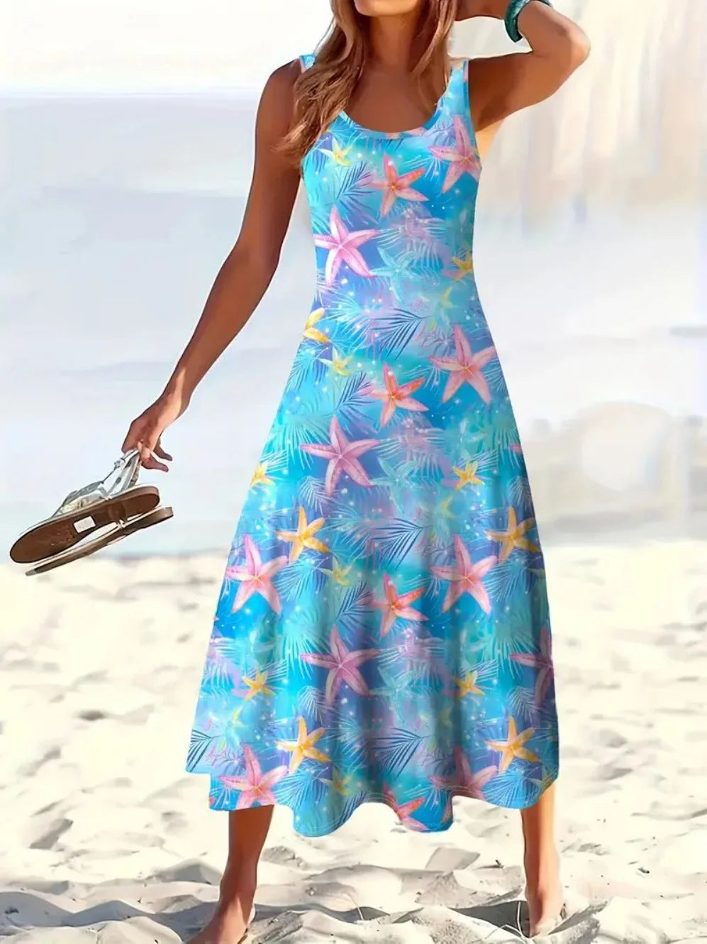 Fashion Summer Dresses 2026 Hawaiian Beach Vacation Bohemian Style Long Dress Sexy Sleeveless Round Neck Elegant Women's Dresses