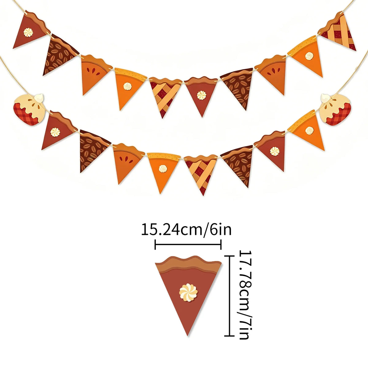 2026 Thanksgiving Fall Themed Pizz Pie Triangle Flag Decoration Autumn Harvest Halloween Pennant Party Fireplace Wall Home Decor