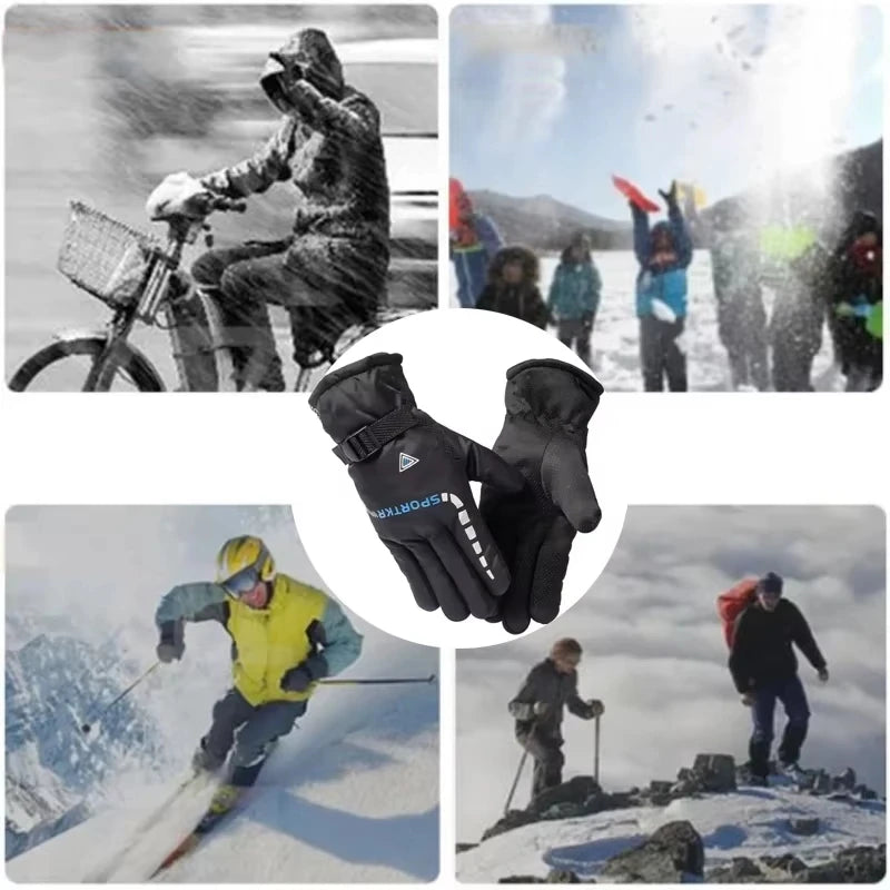 Winter Outdoor Warm Thermal Cycling Gloves Waterproof Antislip Sports Ski Cycling Motocycle Warm Glove Unisex Moto Accessories
