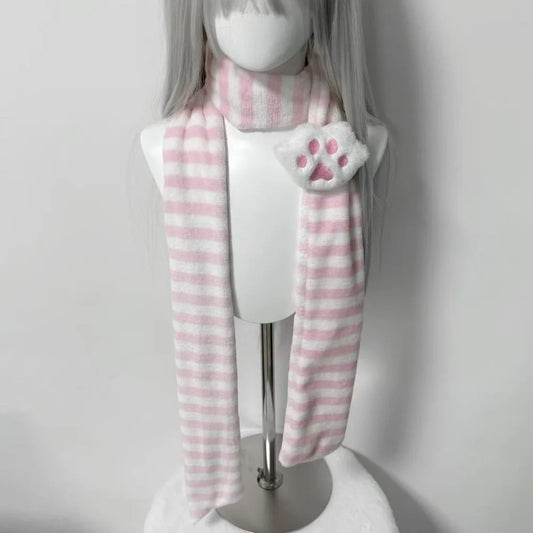 Fashion Winter Knitted Scarf Warm Soft Stripe Scarf Y2K Kawaii Neck Warmer Party