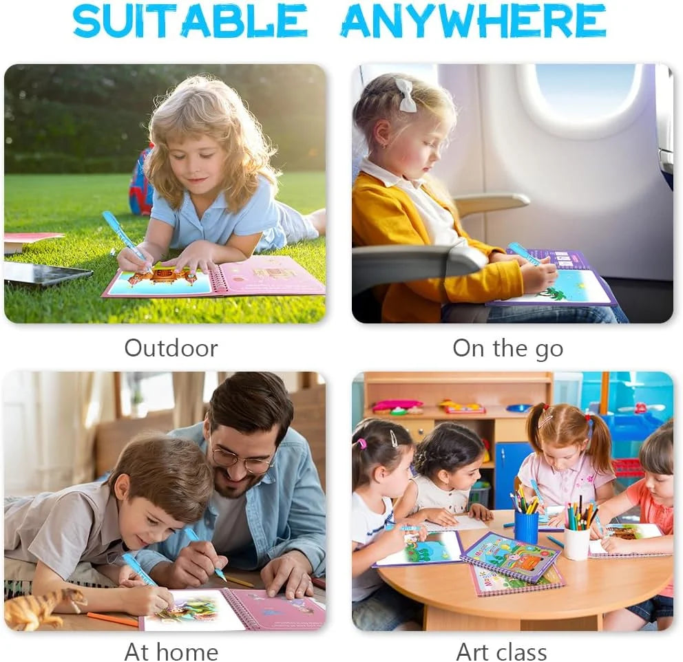 Repeated Children Drawing Coloring Books Sensory Early Education Puzzle Drawing Toys Ocean Dinosaur Animal Water Drawing Picture