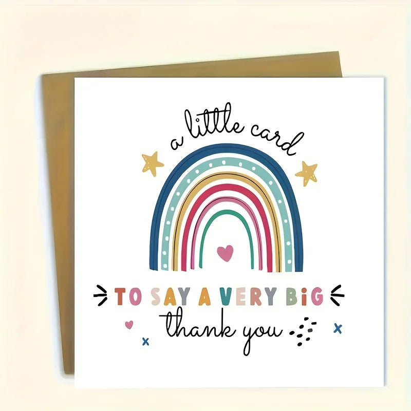 Whimsical Thank You Card with Colorful Rainbow & Stars Premium Card for Teachers, Doctors, Graduates, Coworkers - Thanksgiving,