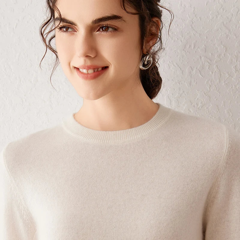 Women's 100% Pure Cashmere Sweater 2026 Fall Winter Crew Neck Long Sleeve Warm Soft Knitted Pullover New Knit Tops Women Clothes