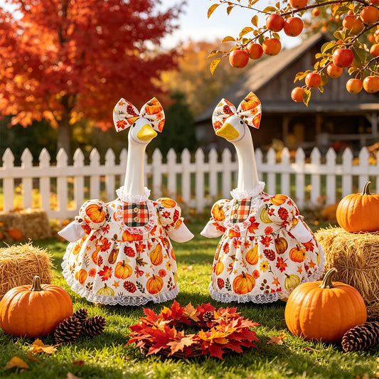 Thanksgiving Porch Goose Costume,23in Harvest Farmhouse Outfit w/Headband,Fall Yard Lawn Porch Decor,Statue Not Included