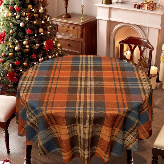 One tablecloth, autumn - Thanksgiving-themed checkered style, family kitchen and dining room printed tableclothzyc