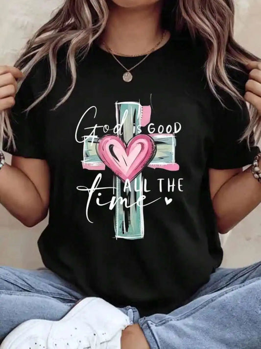 2026 Spring Summer Women Christian Faith Graphic Tee 220g Soft Cotton Crewneck Short Sleeve