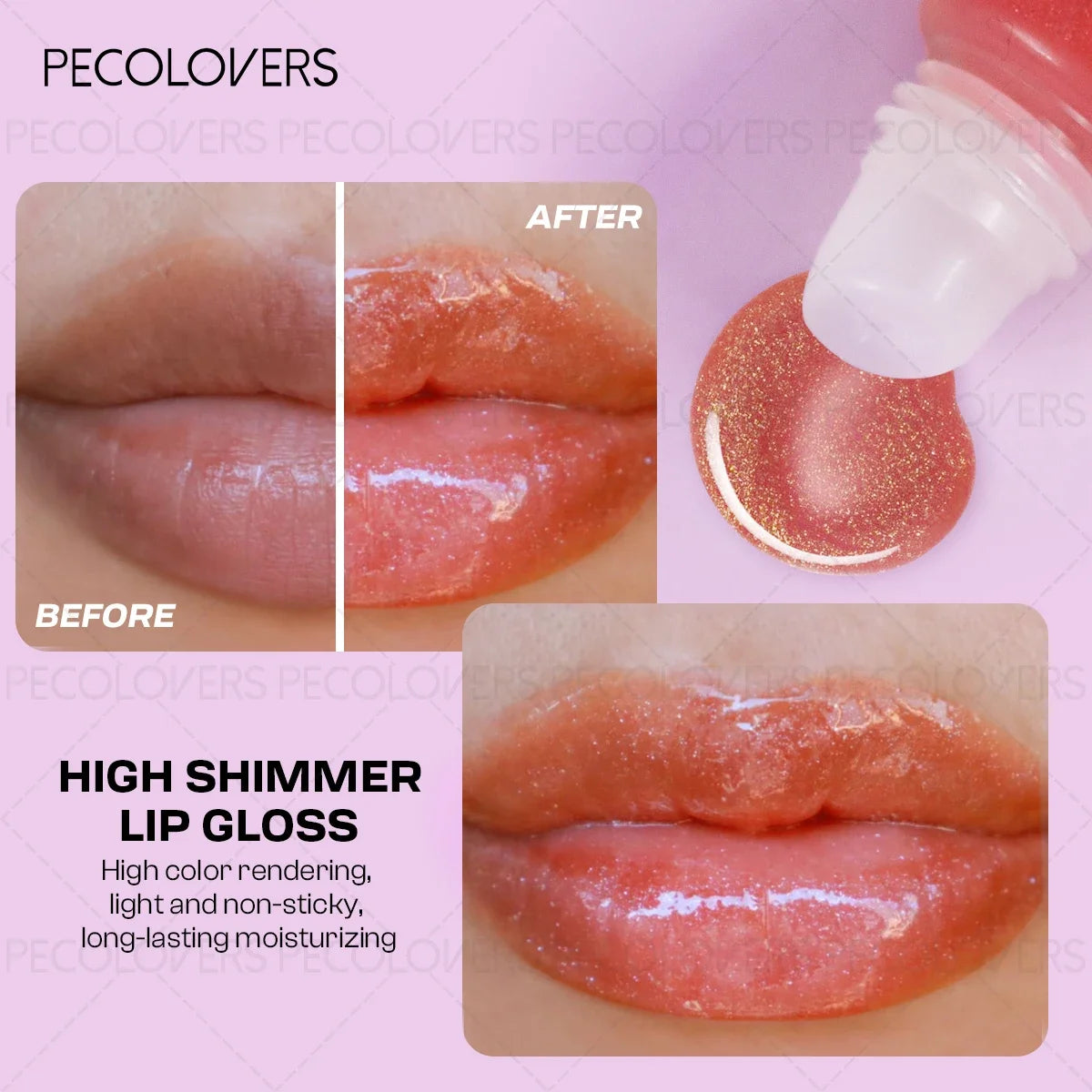 10 Pcs/SET Moisturizing Lip Gloss with Shimmer, Nourishing Effect & Long-Lasting, Hydrating Liquid Lip Shine Oil, All Types