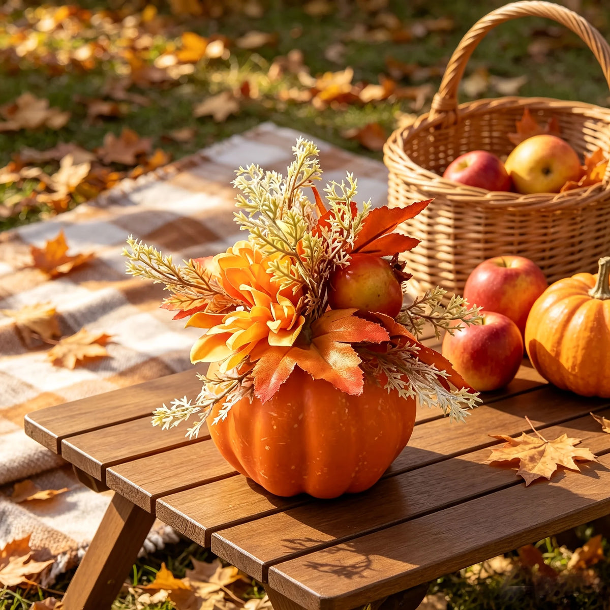 1pc Harvest Thanksgiving Autumn Artificial Flowers and Pumpkin Ornaments Placement on Home Dining Tables Thanksgiving Decor
