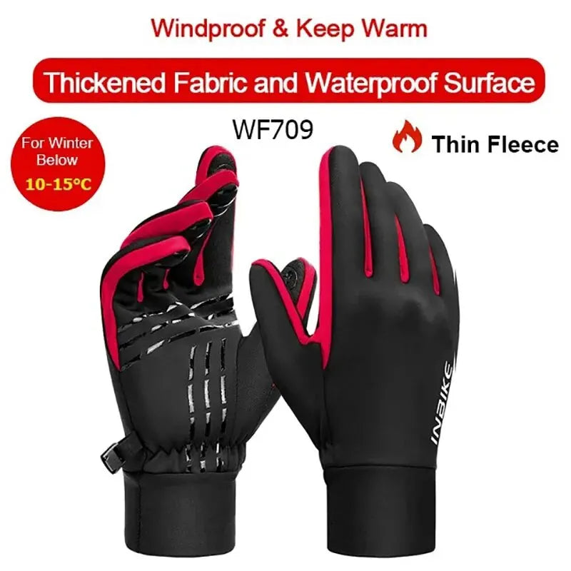 INBIKE Winter Fleece Cycling Gloves Warm Biking Glove for Riding for Men Women Bicycle Gloves Waterproof Touchscreen Accessori
