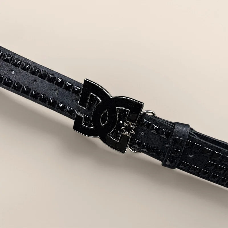 Y2K Rivet Waist Belt for Men Women Streetwear Jeans Accessories Black Pyramid Studded Belt, Punk Rock Belt