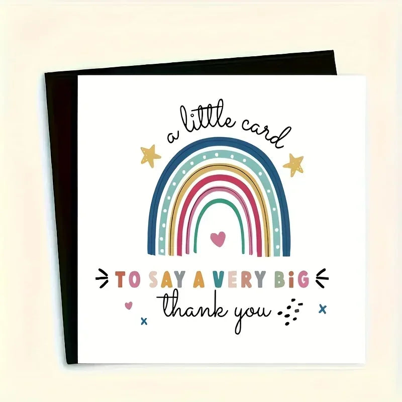 Whimsical Thank You Card with Colorful Rainbow & Stars Premium Card for Teachers, Doctors, Graduates, Coworkers - Thanksgiving,