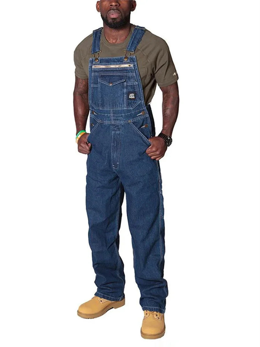 Mens Jeans Cargo Trousers Overalls for Men Fashion Denim Jumpsuit Oversized Bib Pants Men's Clothing Straight Streetwear