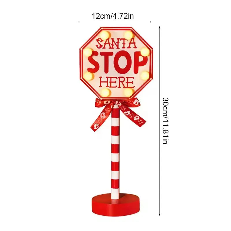Christmas Stop Here Decor Santa Stop Here Tree Topper Desk Lamp LED Santa Stop Here Tree Topper Window Decorative Lights