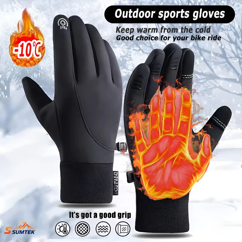 Winter Gloves Men Thermal Warm Fleece Touchscreen Driving Bike Running Motorcycle Hiking Snow Cold Weather for Driving/Cycling