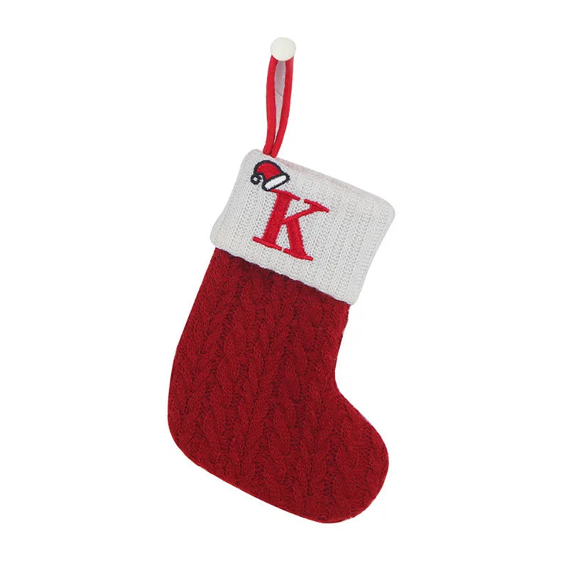Christmas Socks Knitting Snowflake Letter Stocking Christmas Decoration For Home 2024 Xmas Tree Ornament Gift Navidad Natal 2025