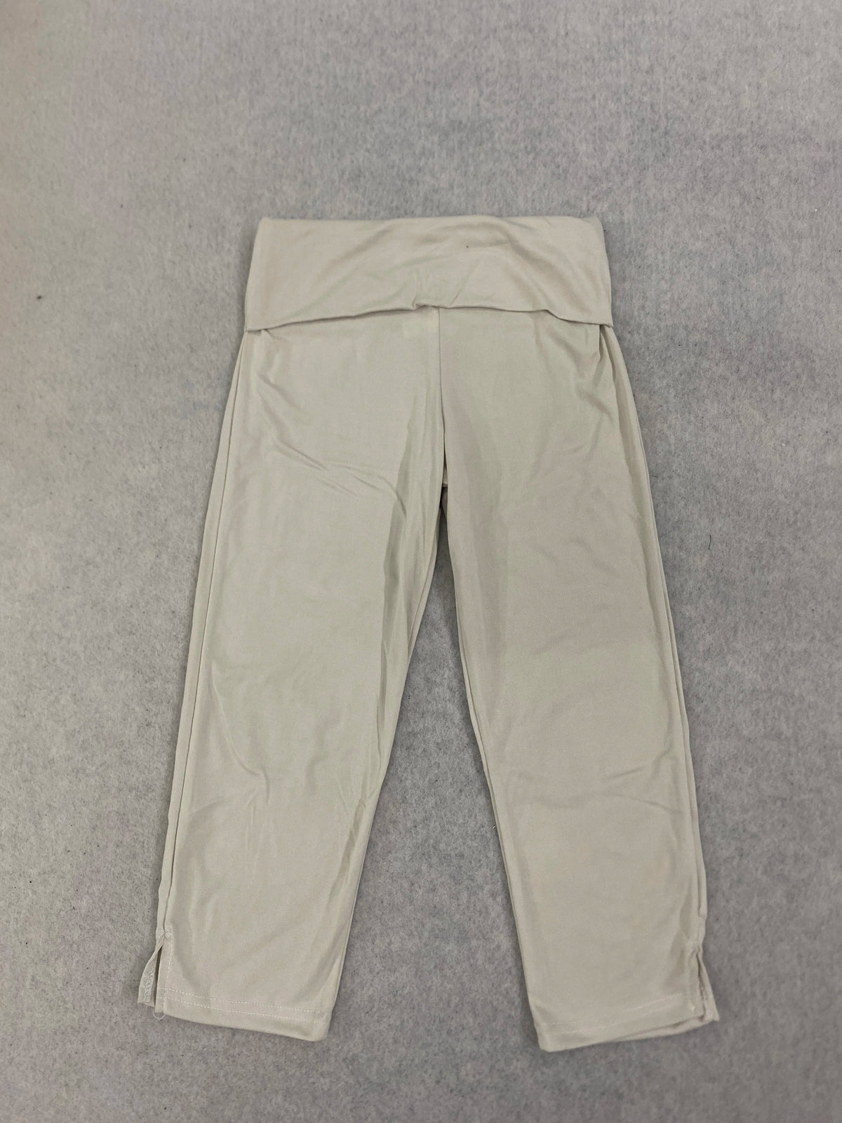 Individuality Low Rise Split Hem Length Skinny Pants Women Solid Fold Over Capri Leggings Casual Summer Streetwear Yoga Pants