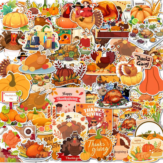 Thanksgiving Holiday Theme Stickers Waterproof Vinyl Decals For Laptop Water Bottle Phone Case DIY Decor